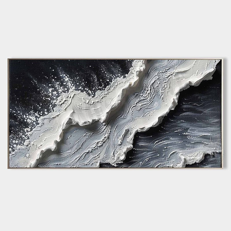 Wall Art Impressionist 3D Ocean Wave Black - Neutralighting