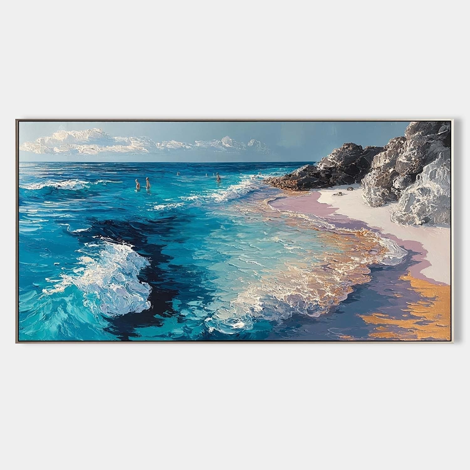 Coastal Beach Scene Impasto Painting - Neutralighting