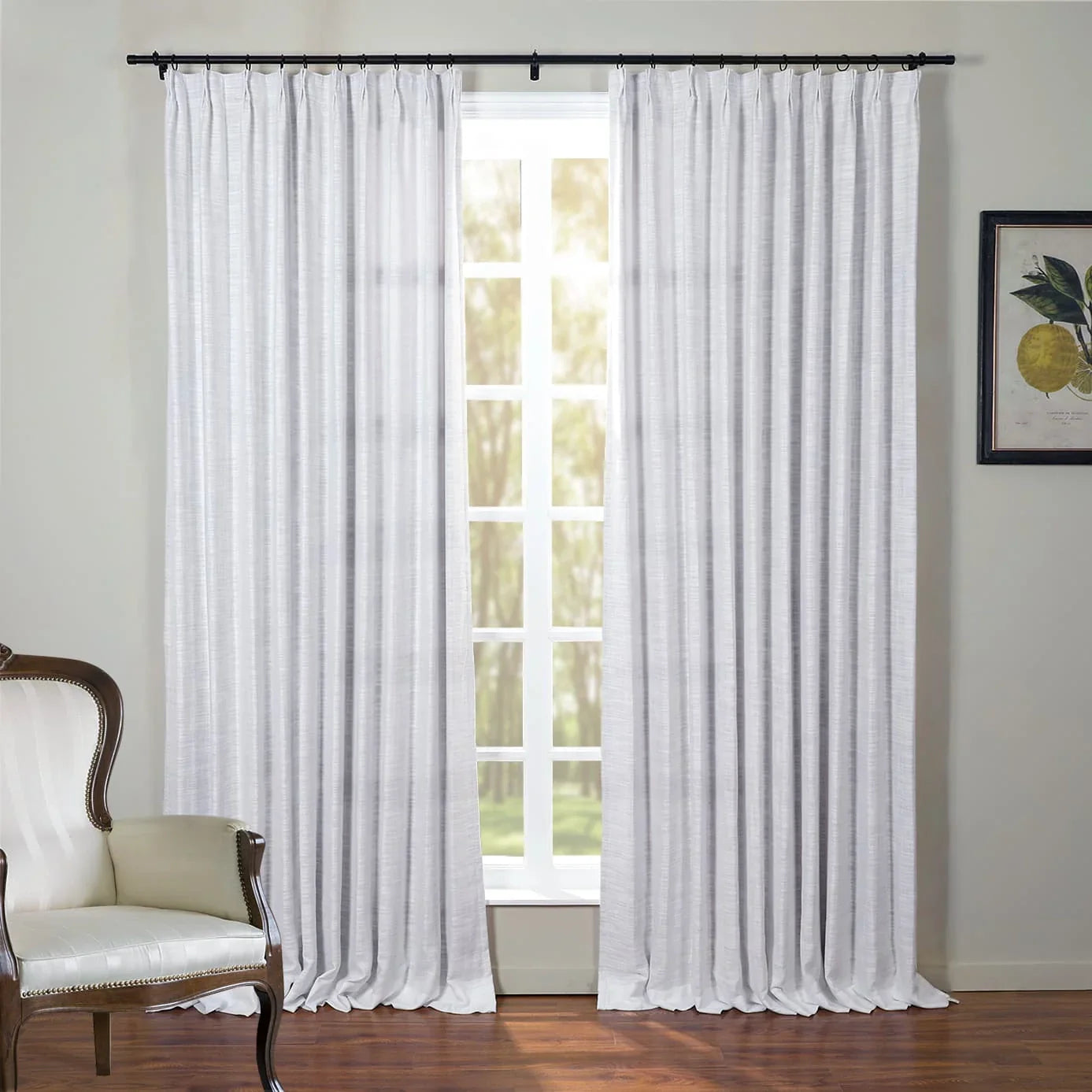 Kelly Flax Linen Curtains & Drapes Pleated-Neutral Decor