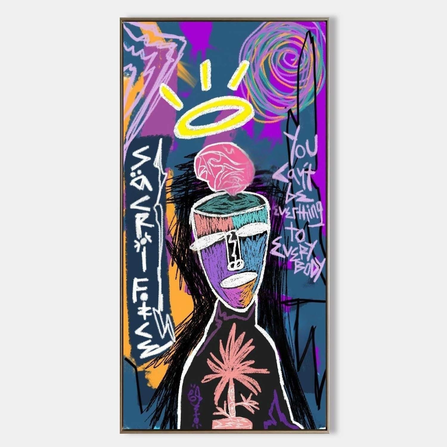 Wall Art Neo Expressionist Figure Brain Halo - Neutralighting
