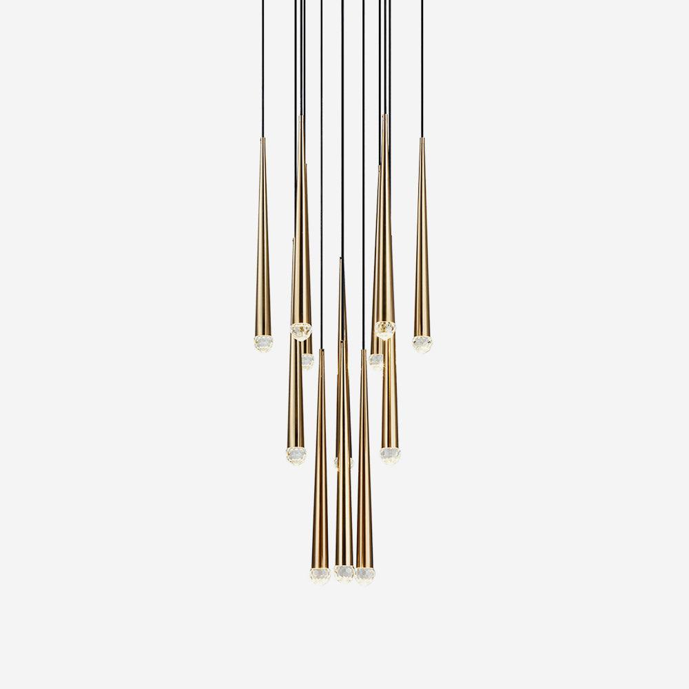 Chandelier Crystal Shade Brass Blackened Silver Luxe  Staircase