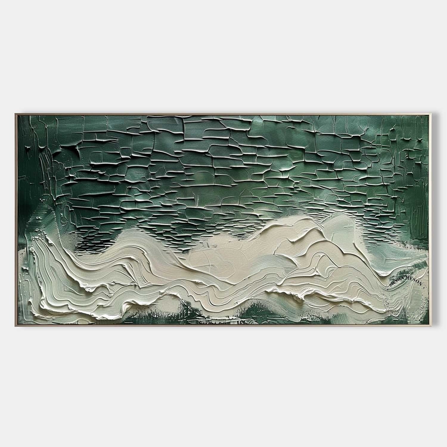 Wall Art Horizontal 3D Impasto Ocean Wave - Neutralighting