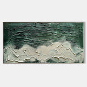 Wall Art Horizontal 3D Impasto Ocean Wave - Neutralighting