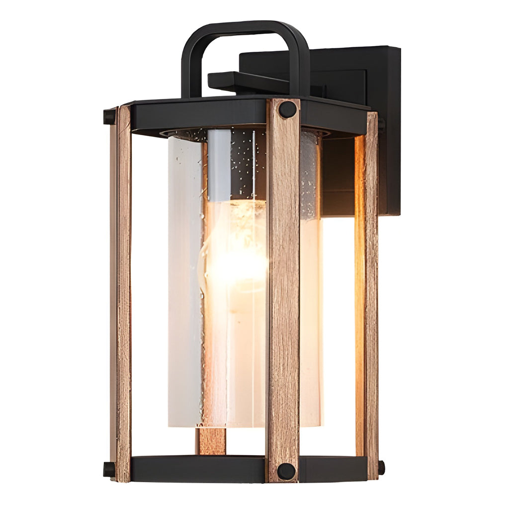 Anita Lantern Industrial Glass Outdoor Sconce Wall Light