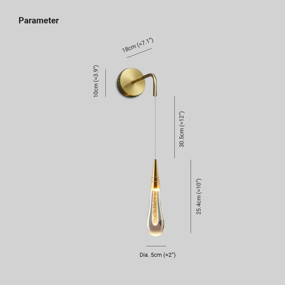 Kristy Modern Water Drop Wall Lamp, Black/Gold - Neutral Decor