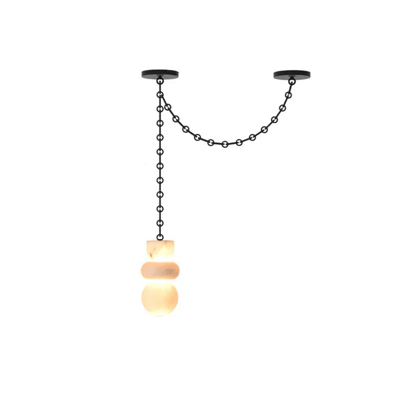 A wide shot showing the scale of the Orba chandelier in a large room.