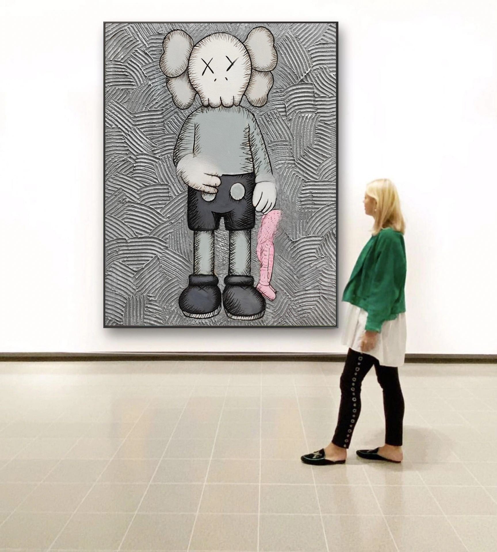 Kaws Companion with Pink Doll Pop Art Painting - Neutralighting