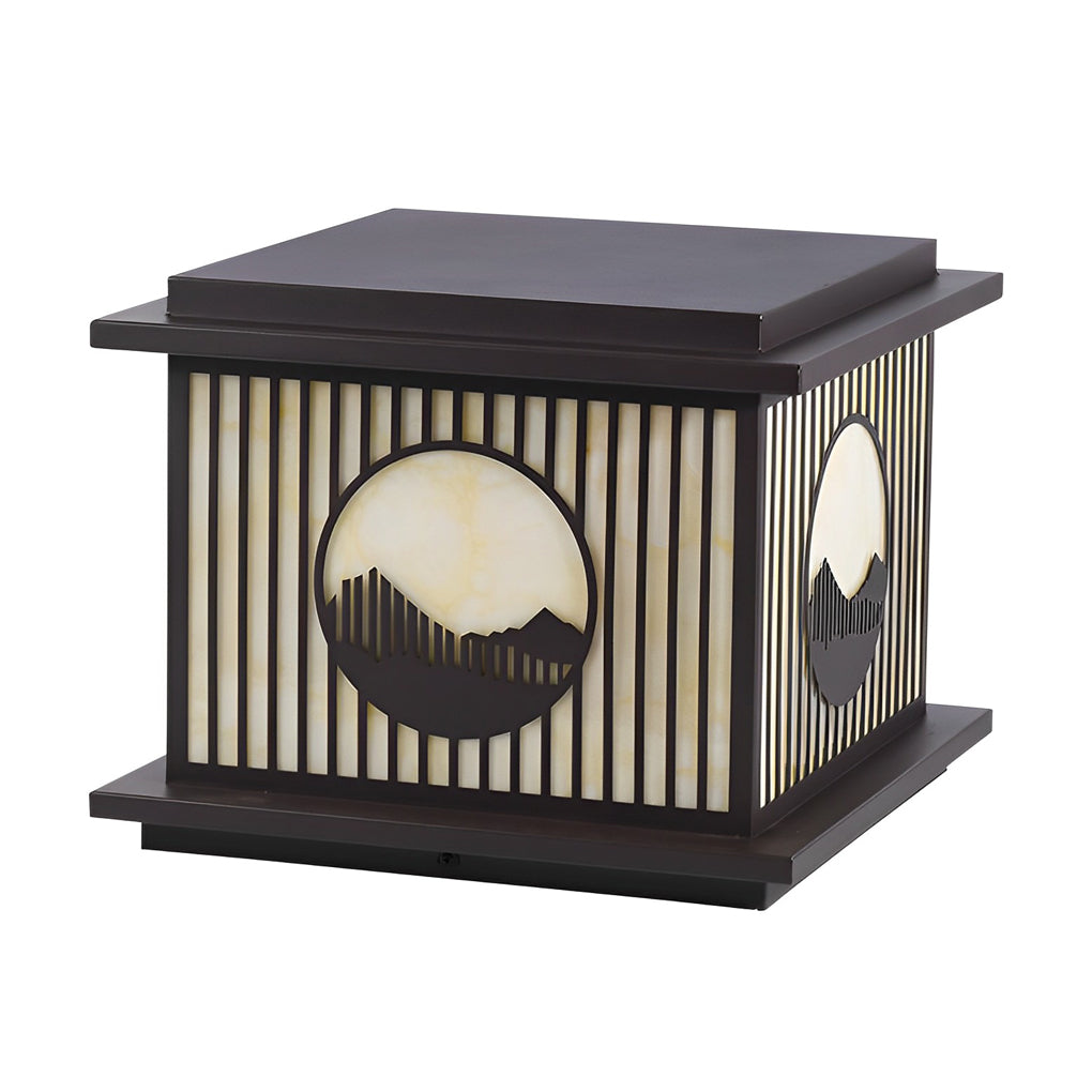 Peac Retro Scenery LED Modern Marble Outdoor Pillar Lamp