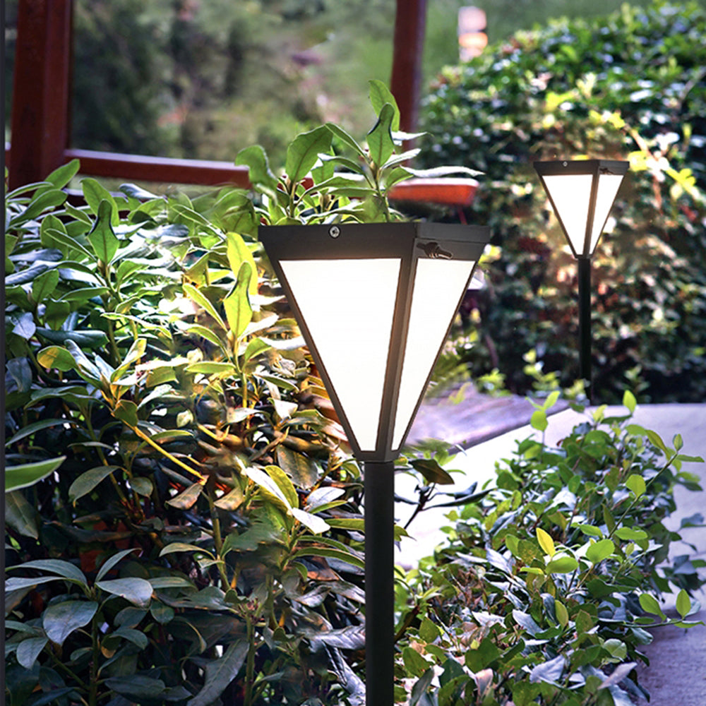 Ray Modern Metal Tapered Solar Outdoor Path Light, Black - Neutral Decor