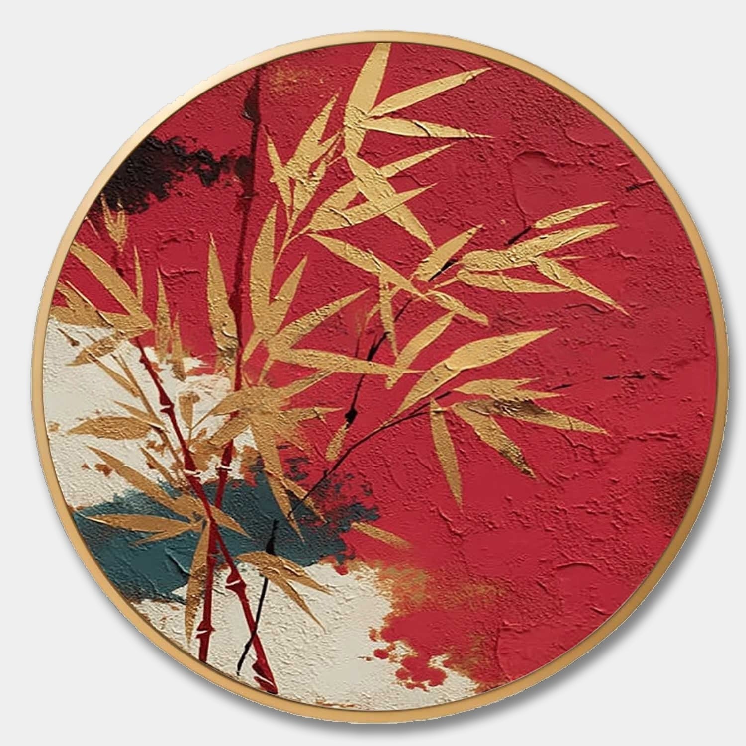 Wall Art Oriental Golden Bamboo Textured - Neutralighting