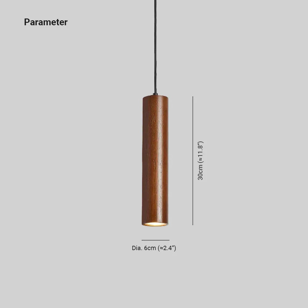 Muto Cylindrical Wood Pendant Light, for Bedroom & Kitchen Island - Neutral Decor