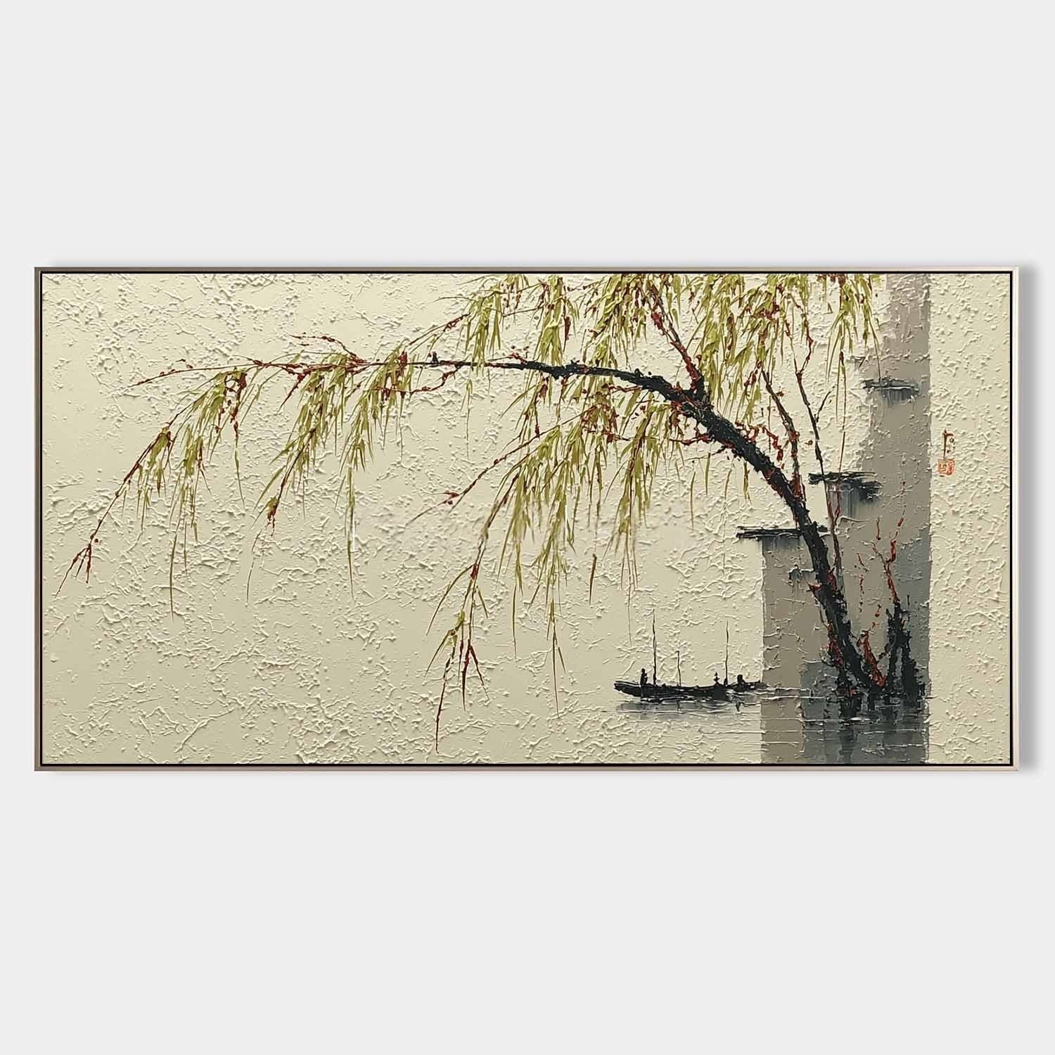 Wall Art Jiangnan Water Town Willow Boat - Neutralighting