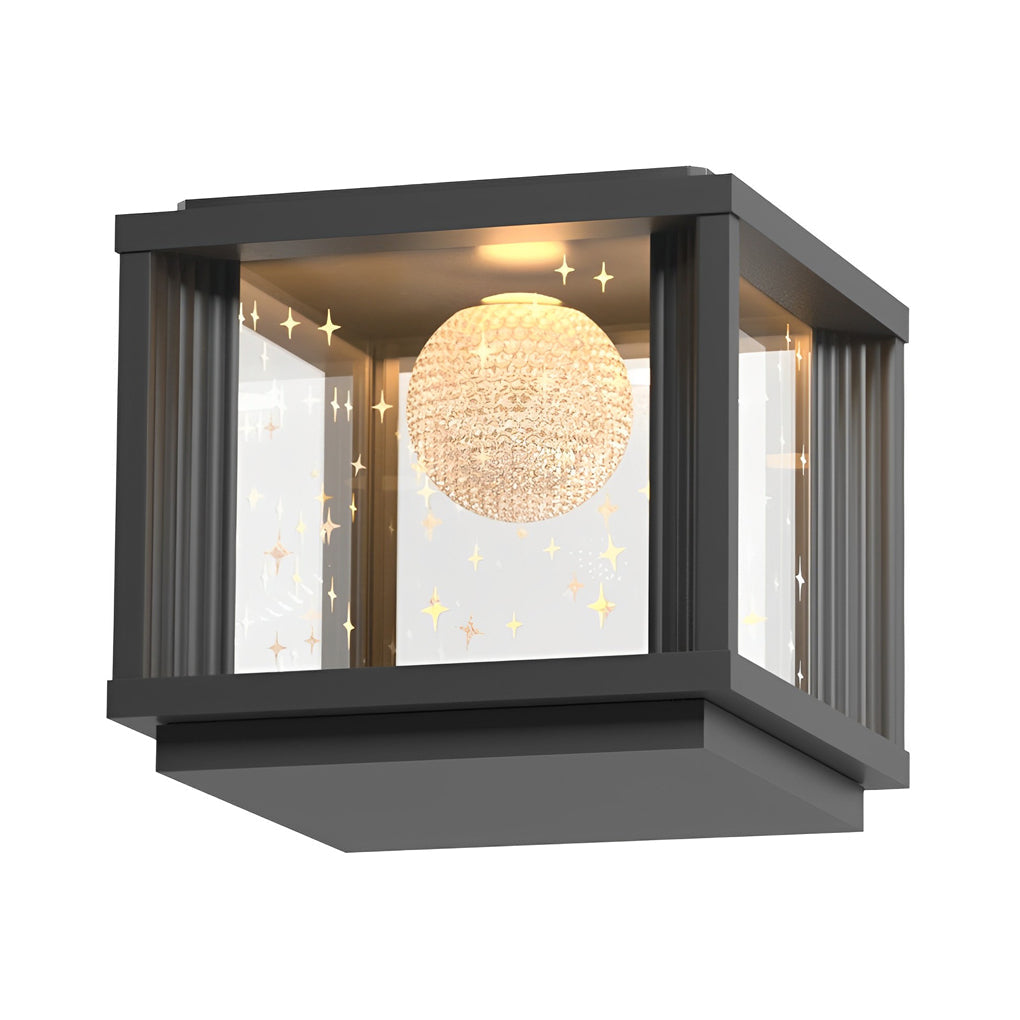 Maline Square Ball LED Glass Outdoor Fence Post Lamp