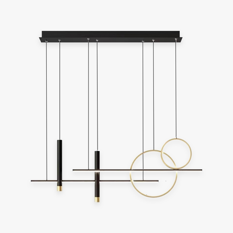 Arisha Modern Pendant Light LED, Double Circle, Gold/Black - Neutral Decor