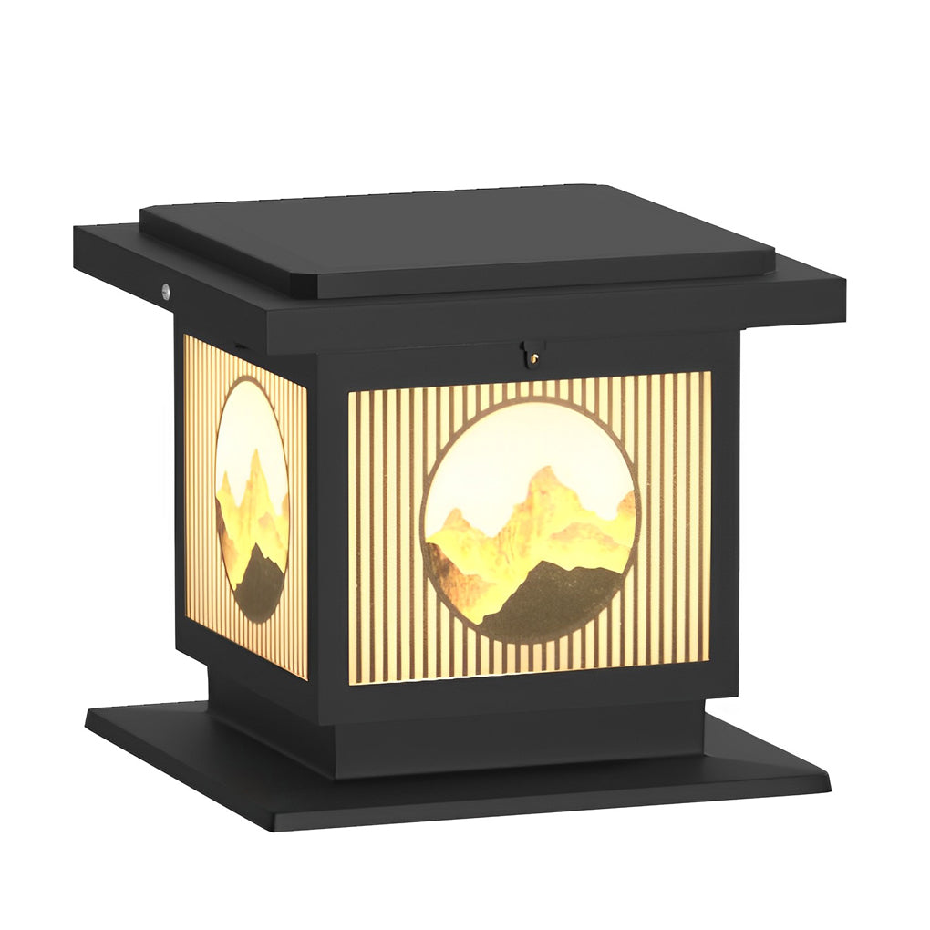 Danw Square Retro Scenery Outdoor Post Caps Lights
