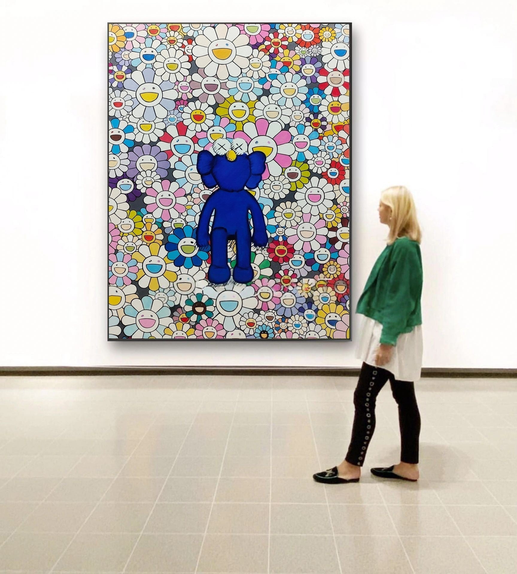 Wall Art Blue Kaws Murakami Flower - Neutralighting