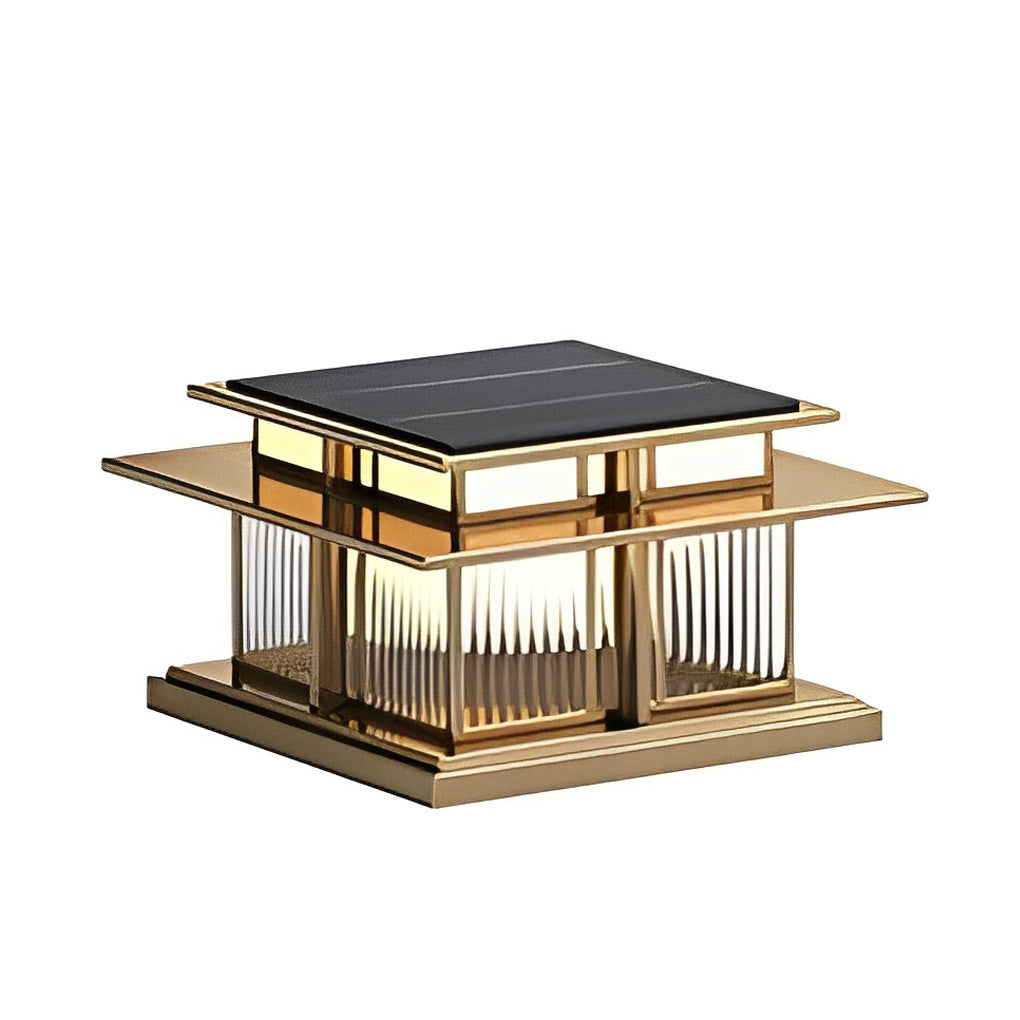 Haylyy Modern Solar Post Caps Glass Outdoor Pillar Light