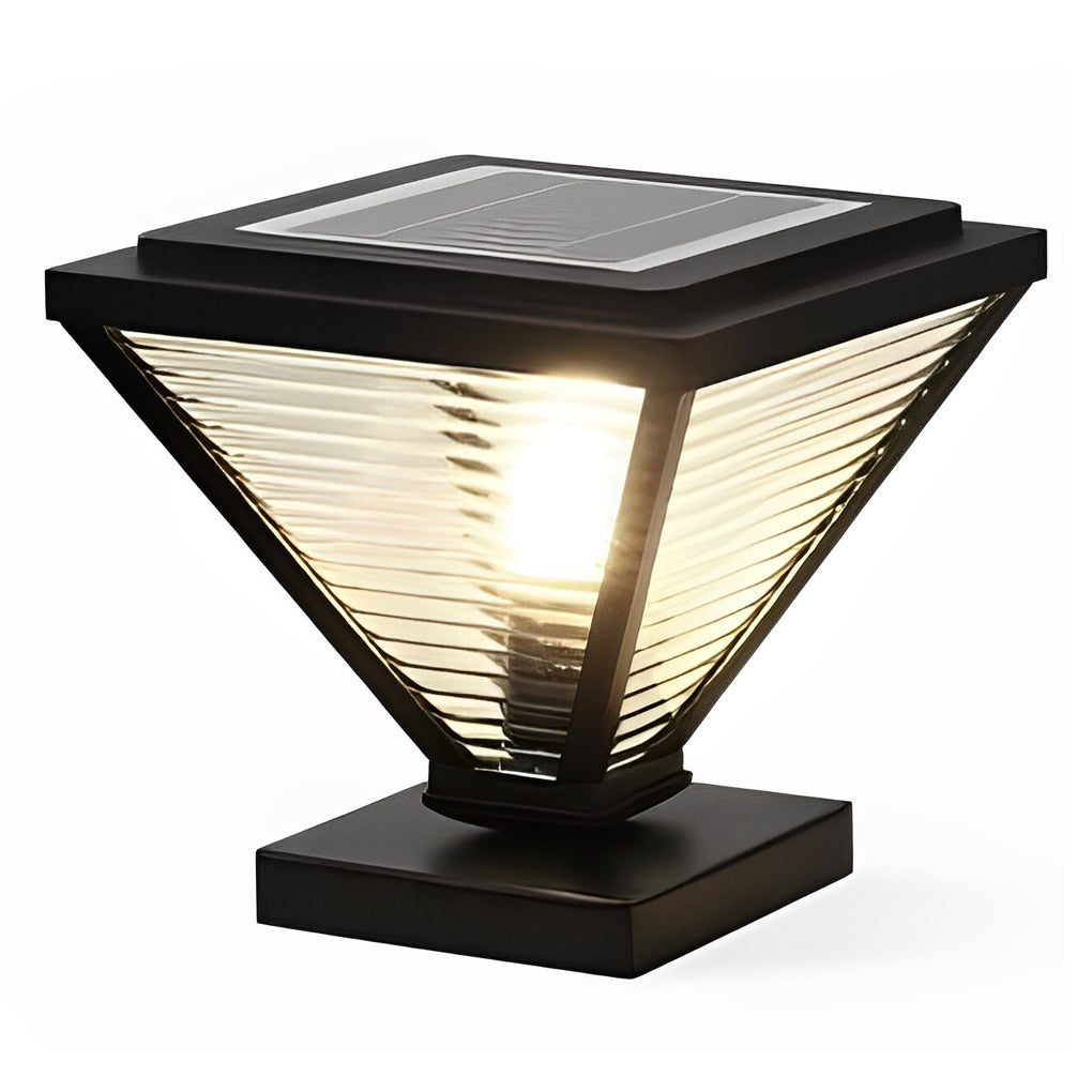 Drucilla Simple Geometric Modern Steel Outdoor Fence Post Lights