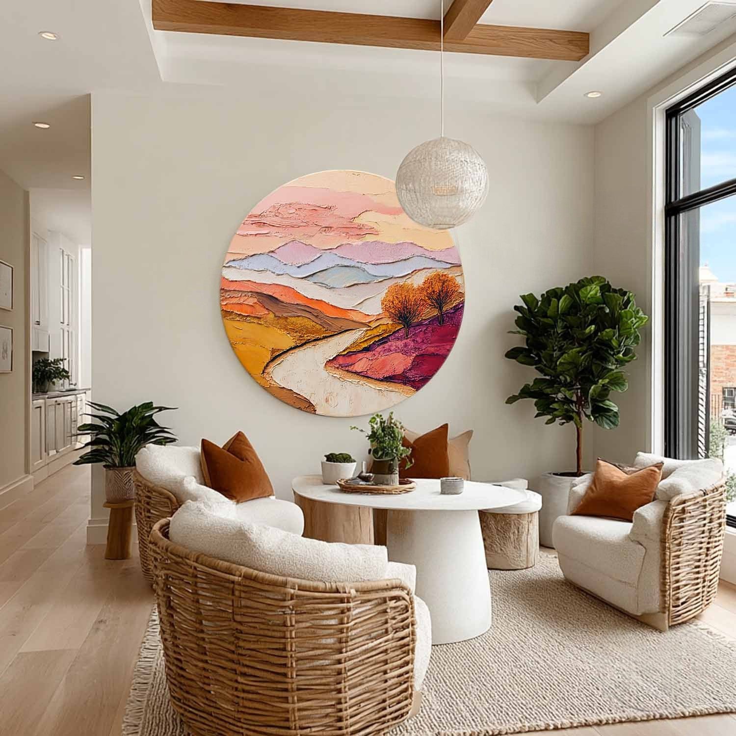Wall Art Round Autumn Landscape - Neutralighting