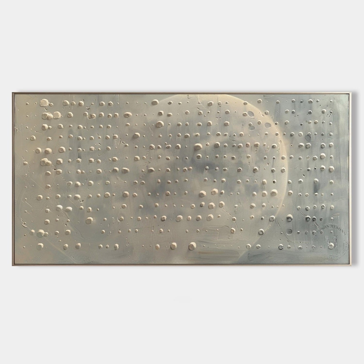 Wall Art Neutral Dotted Moon Canvas Painting - Neutralighting