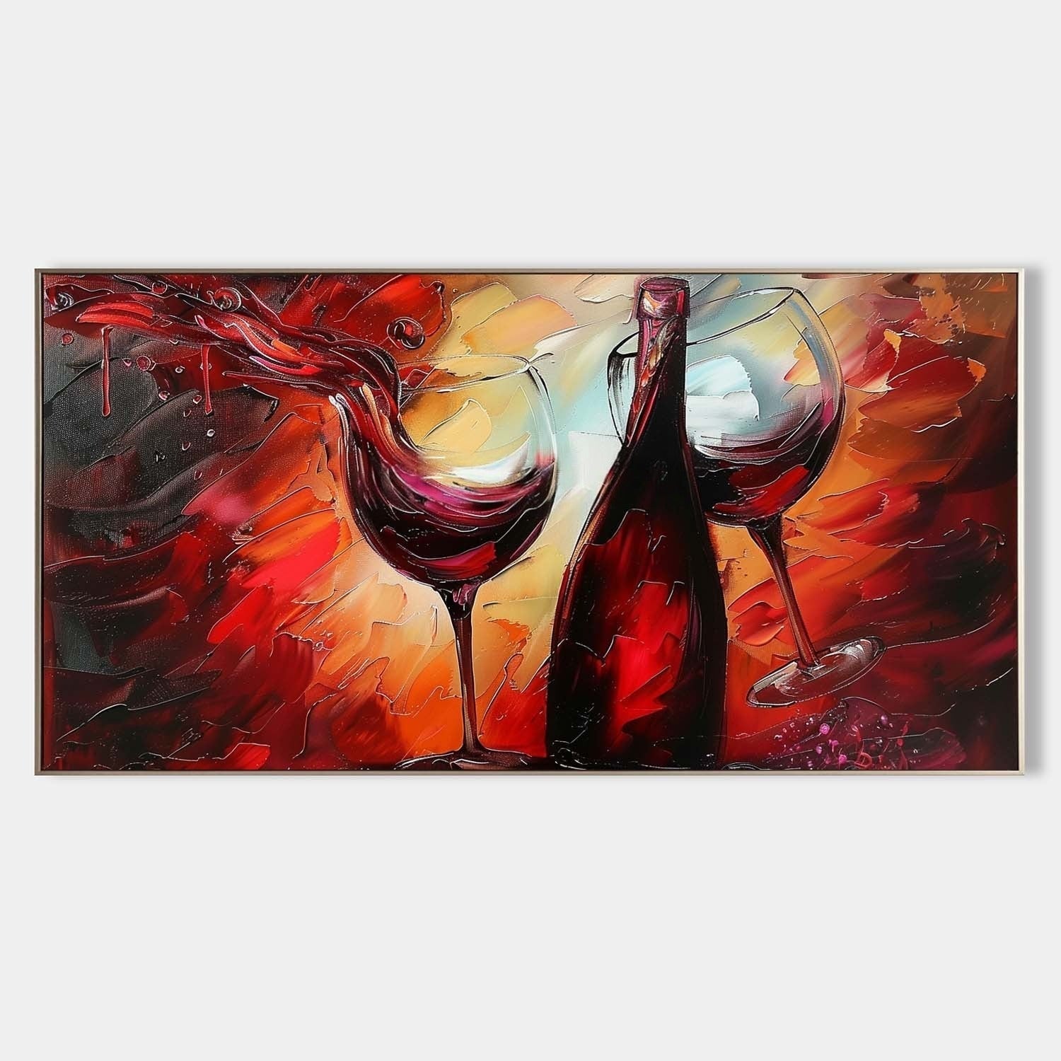Wall Art Vibrant Textured Wine Bottle - Neutralighting