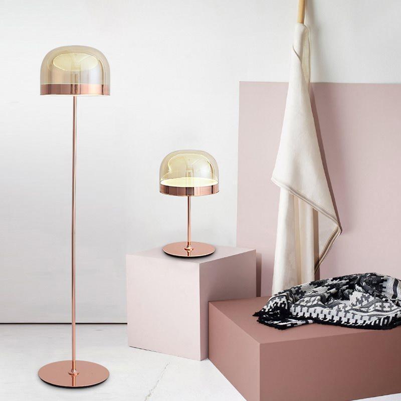 Salgado Modern Black & Rose Gold Floor Lamp, L 135/175CM - Neutral Decor