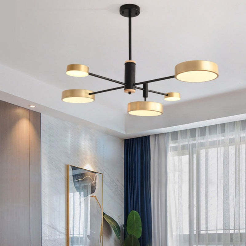 Arisha Pendant Light LED, Metal & Wood, Grey/White/Gold - Neutral Decor