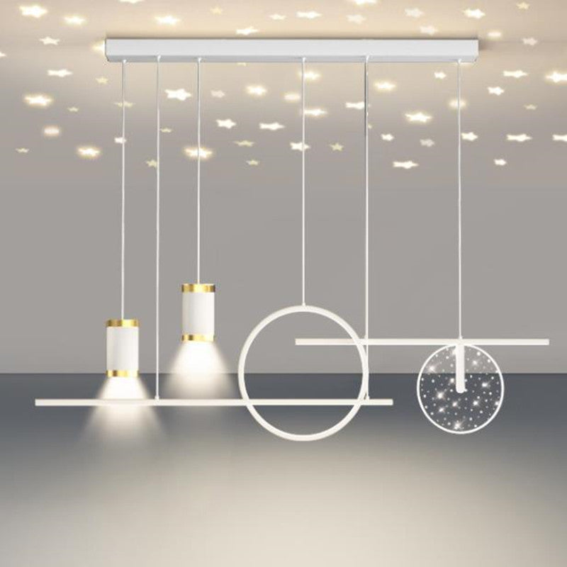 Arisha Modern Metal Starry Pendant Light, Black/White/Gold - Neutral Decor
