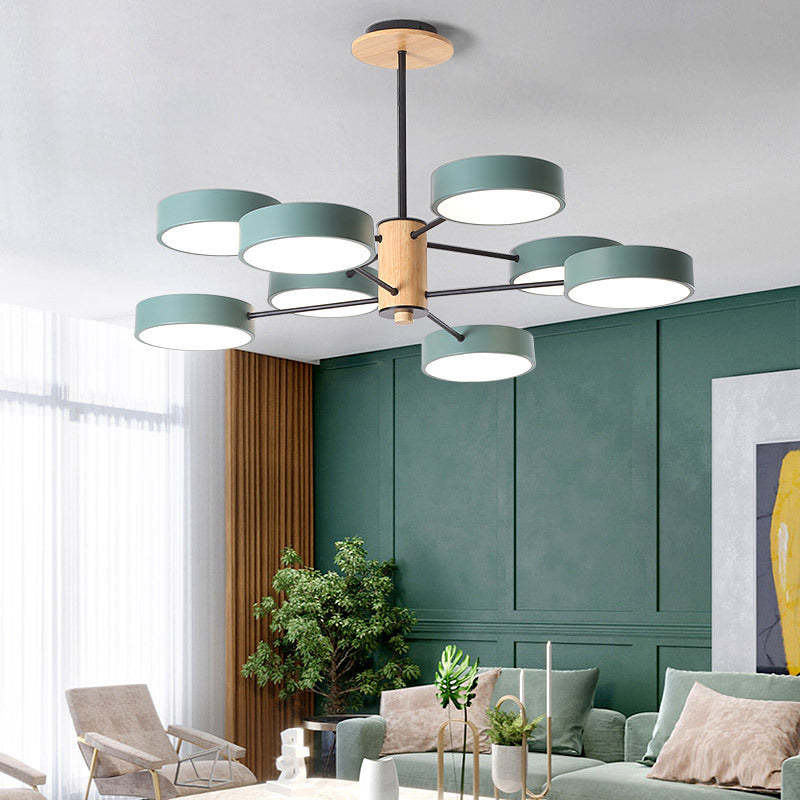 Arisha Art Deco Pendant Light, White/Green/Grey,Metal/Wood - Neutral Decor