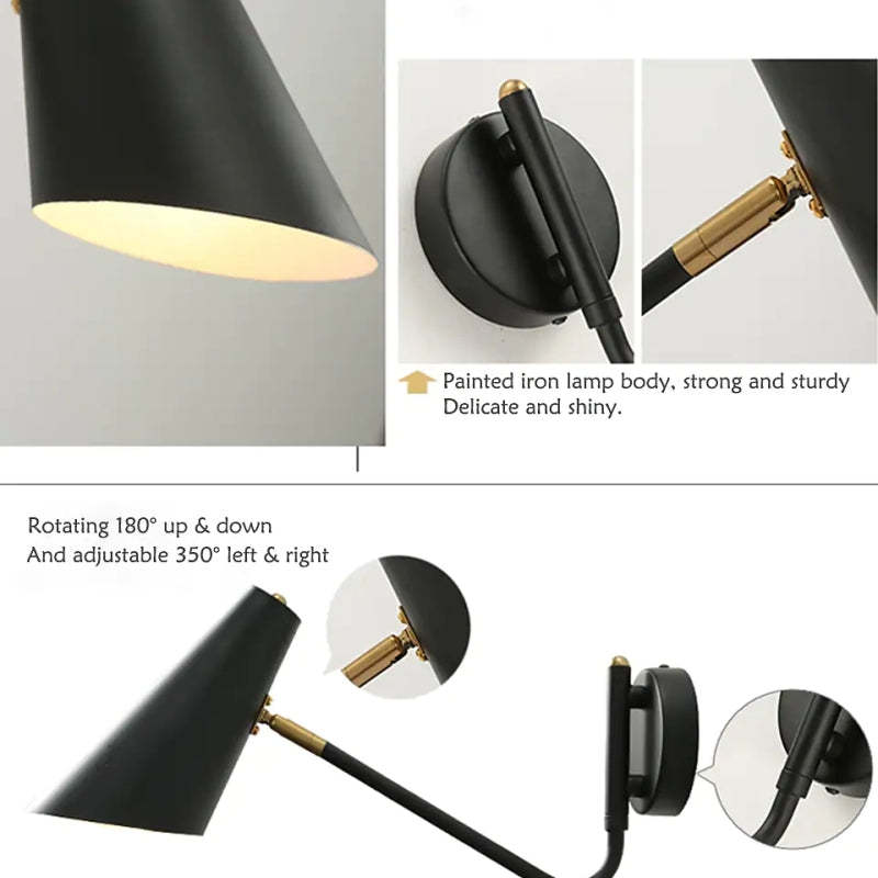 Epoch Rotatable Wall Lamp, Black & White & Gold, Bedroom - Neutral Decor