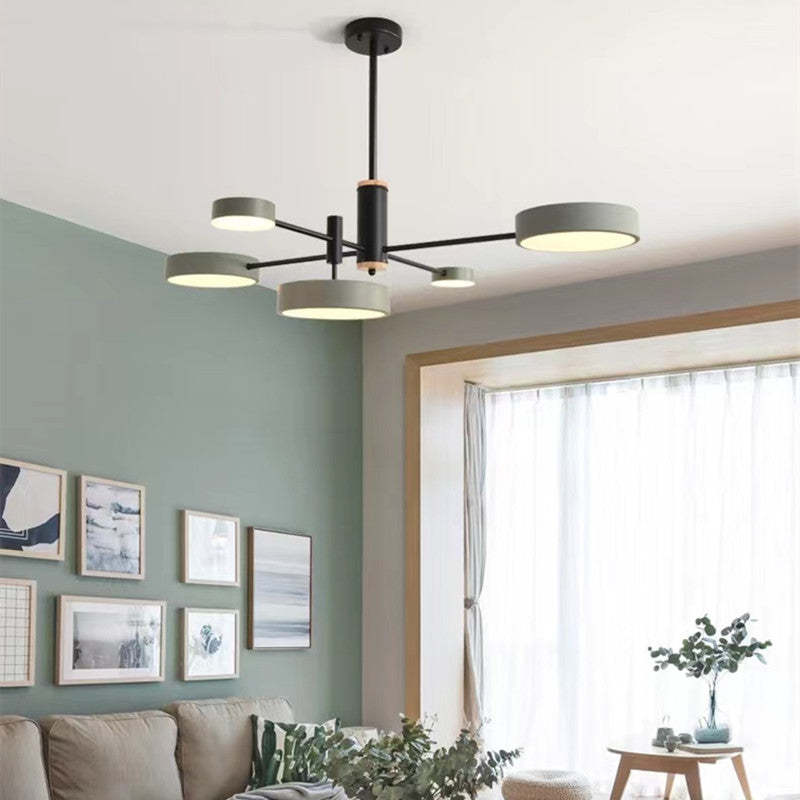 Arisha Pendant Light LED, Metal & Wood, Grey/White/Gold - Neutral Decor