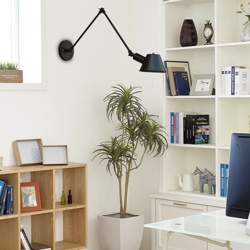 Epoch Rotatable Wall Lamp with Swing Arm, Black/Rust - Neutral Decor