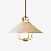 Lustra Pendant Light Fabric Gold LED Dining-Neutral Decor
