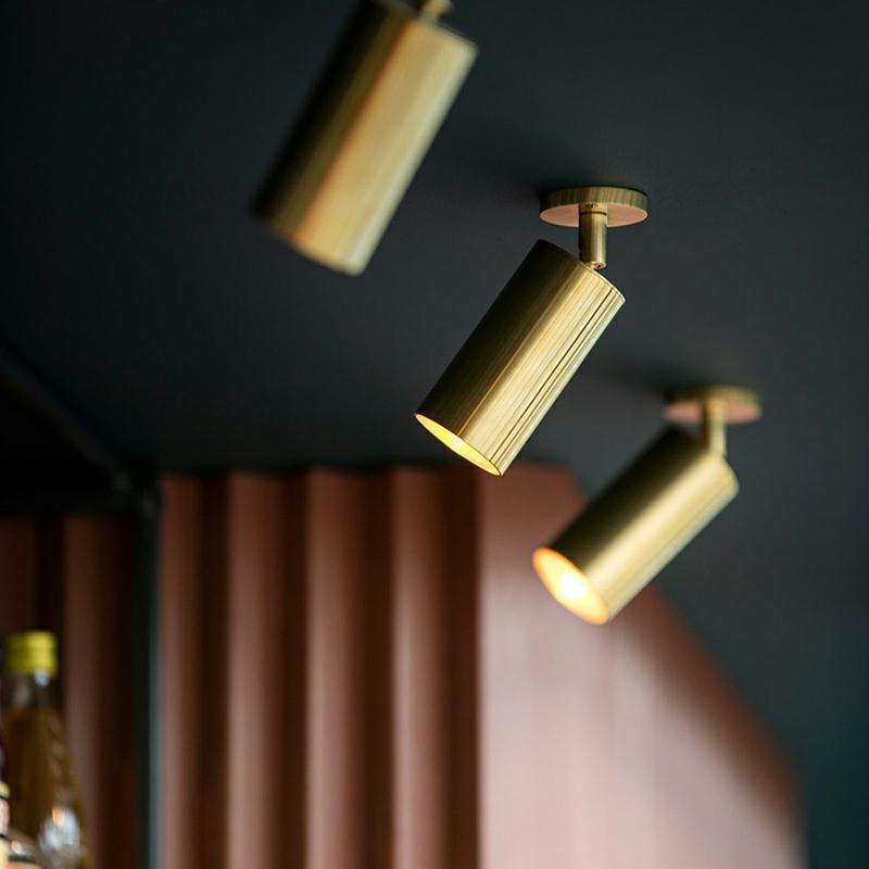 Aria Moderno Gold Cylinder Spotlight Background Flush Mount Ceiling Light, Metal - Neutral Decor