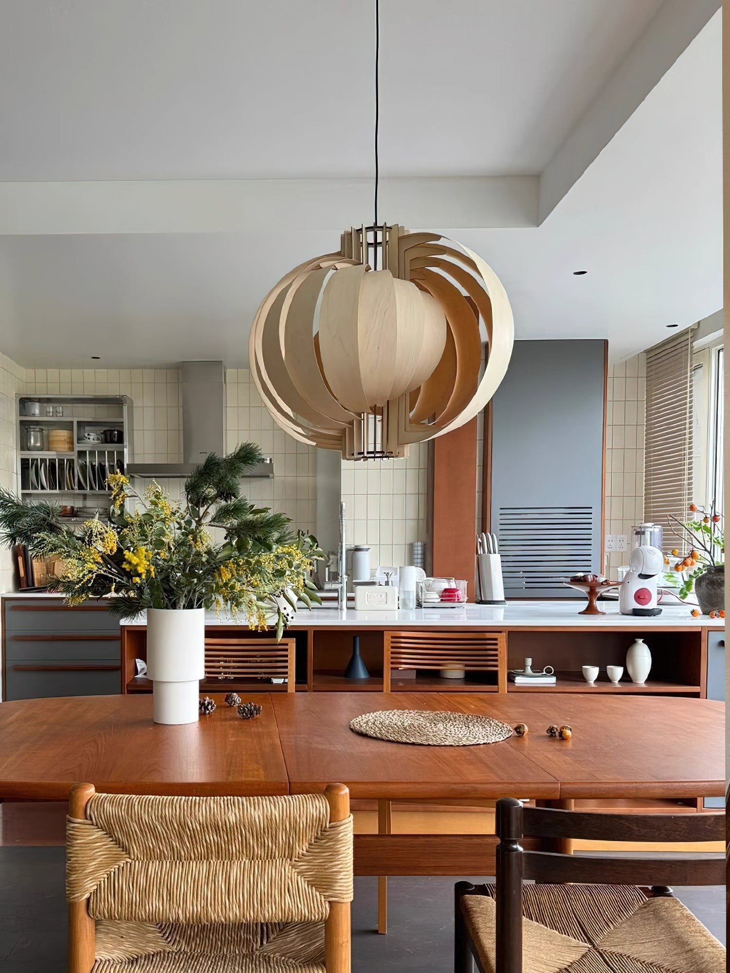 Ivraeus Premium Elegance Ring Wood Pendant Light-Neutral Decor