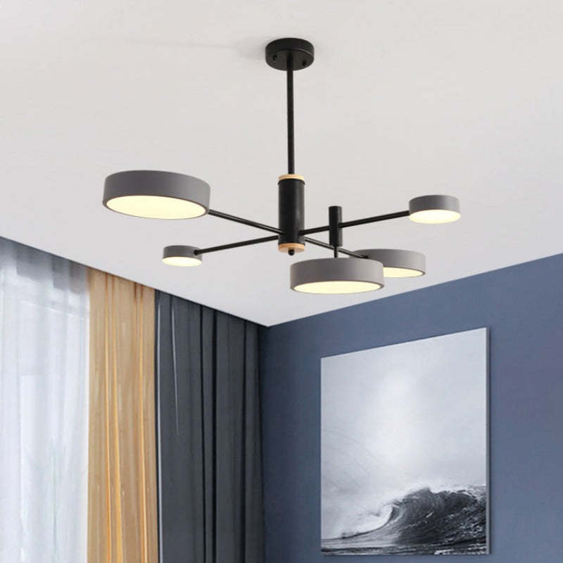 Arisha Pendant Light LED, Metal & Wood, Grey/White/Gold - Neutral Decor