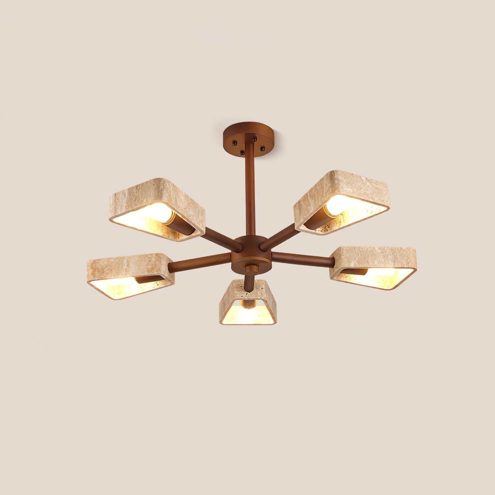 Hedra Travertone Geometric Chandelier-Neutral Decor