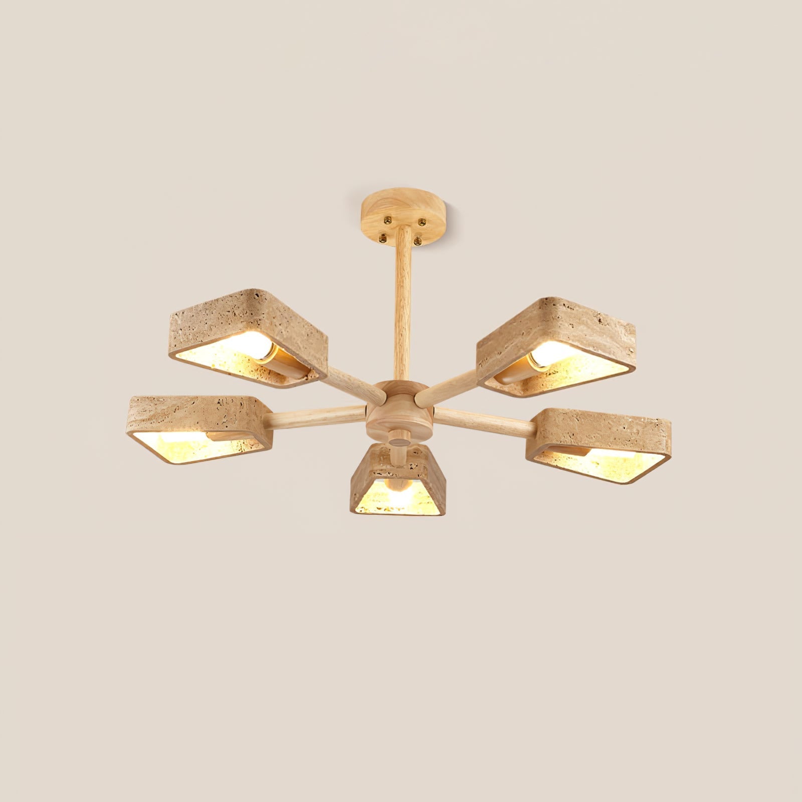 Hedra Travertone Geometric Chandelier-Neutral Decor