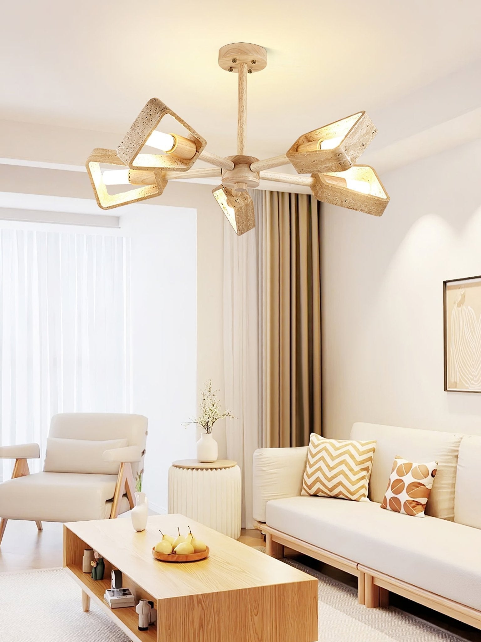 Hedra Travertone Geometric Chandelier-Neutral Decor