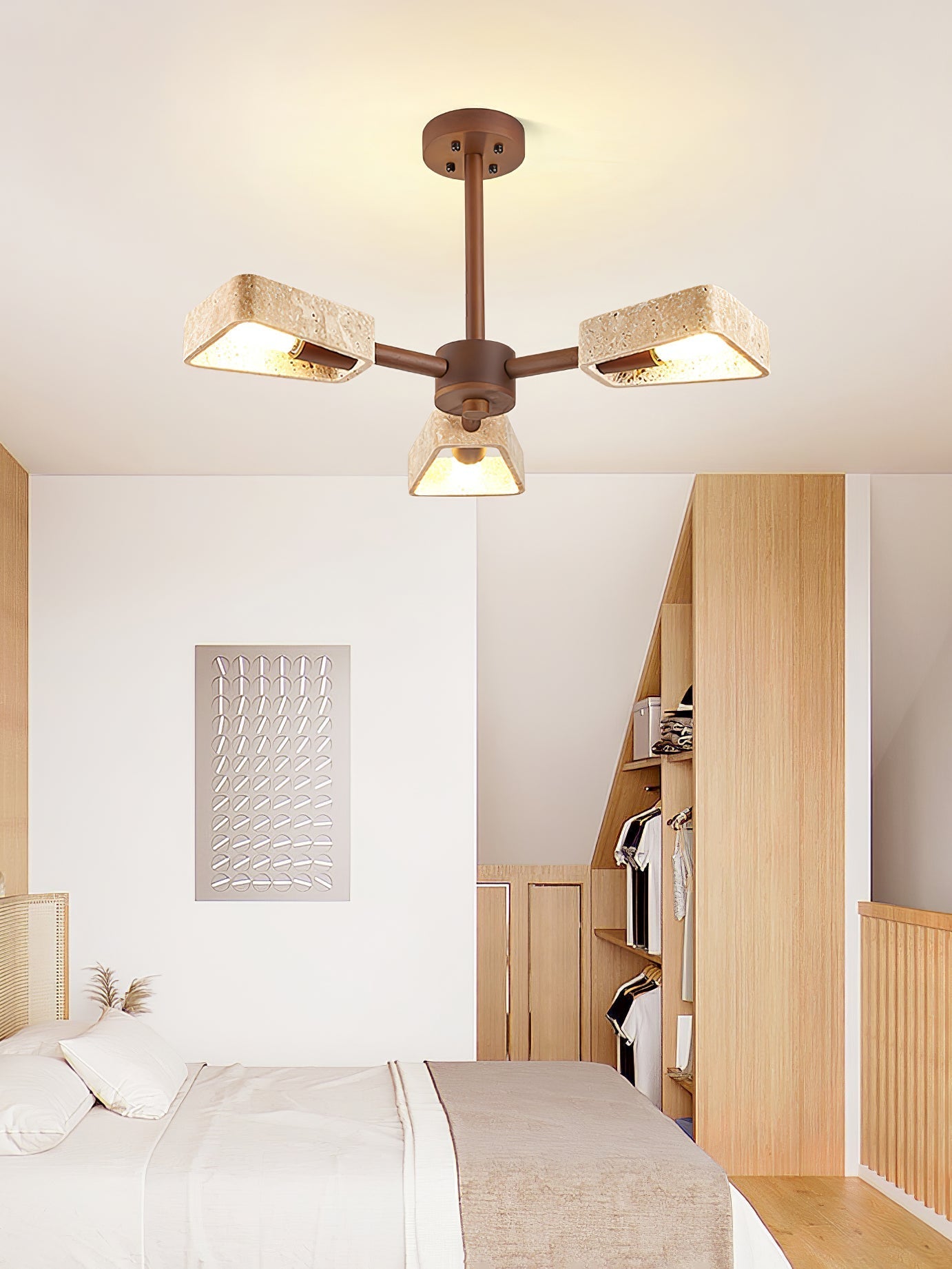 Hedra Travertone Geometric Chandelier-Neutral Decor