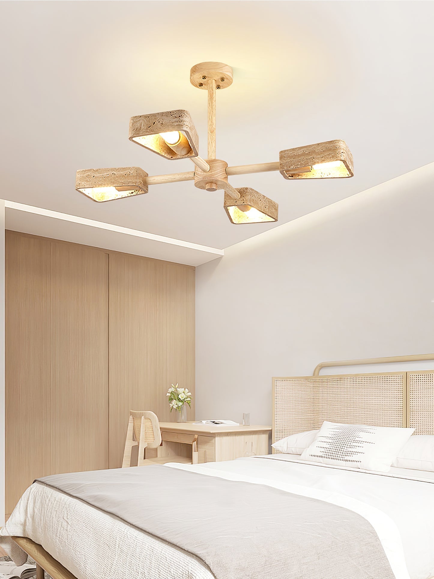 Hedra Travertone Geometric Chandelier-Neutral Decor