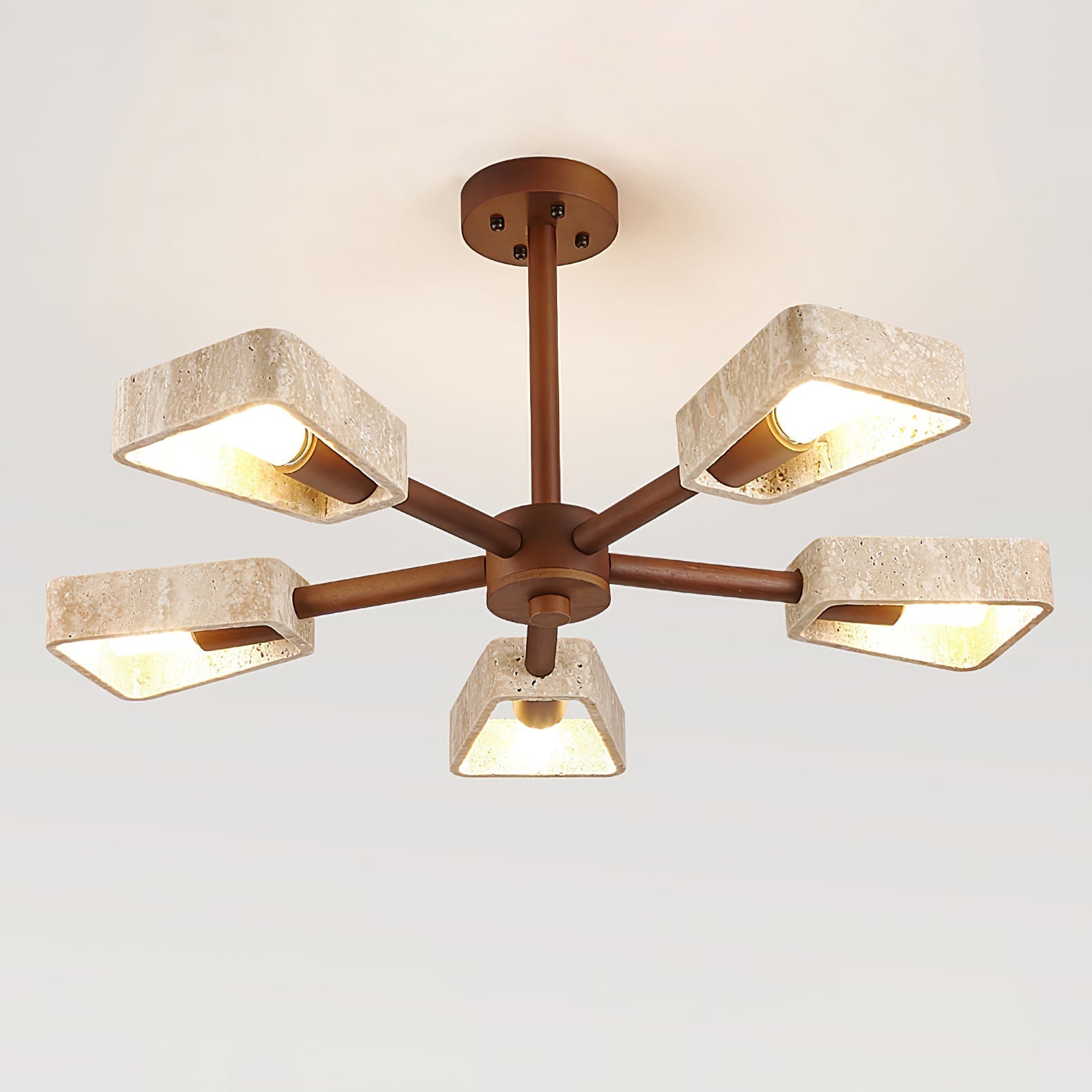 Hedra Travertone Geometric Chandelier-Neutral Decor