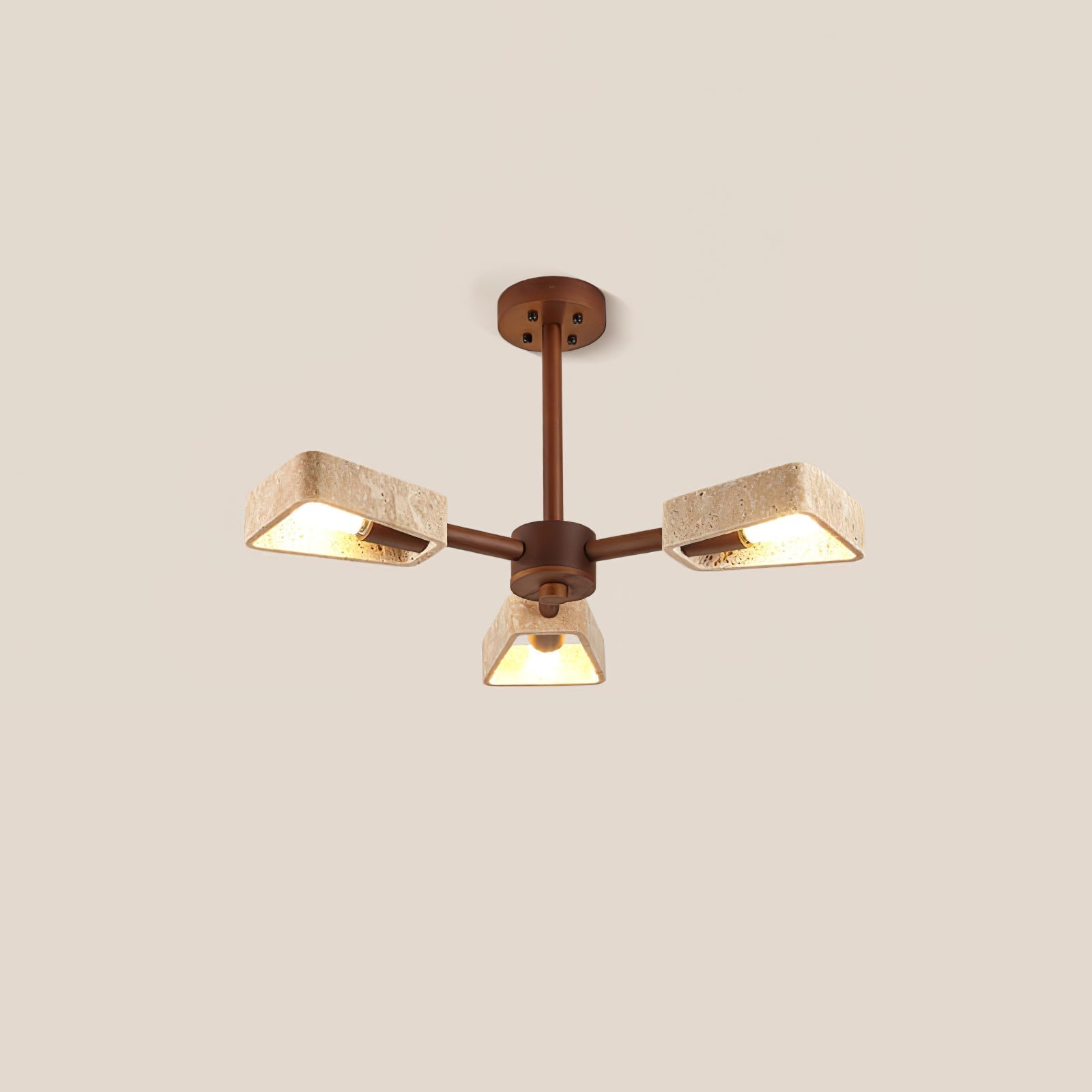 Hedra Travertone Geometric Chandelier-Neutral Decor