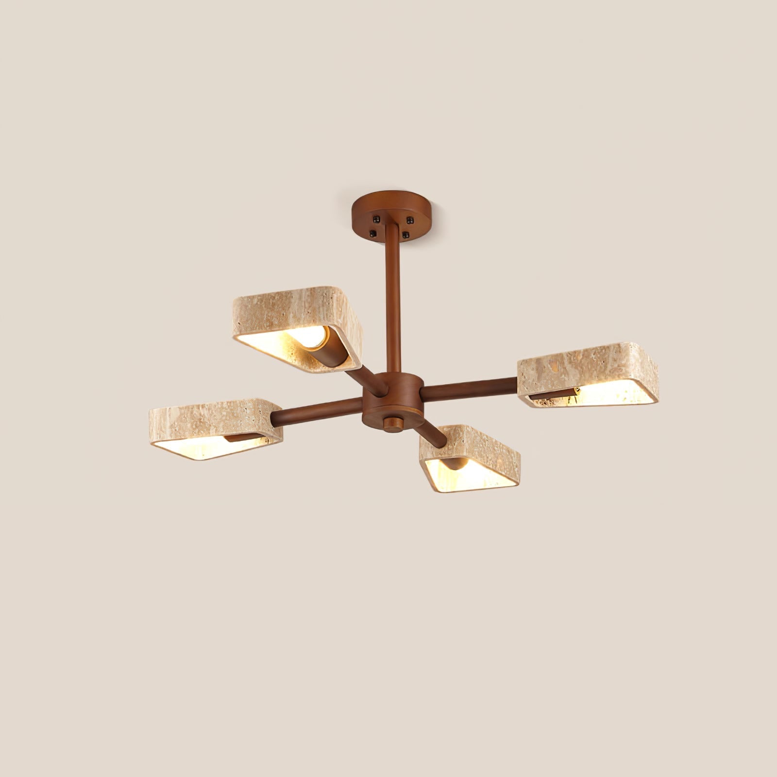 Hedra Travertone Geometric Chandelier-Neutral Decor