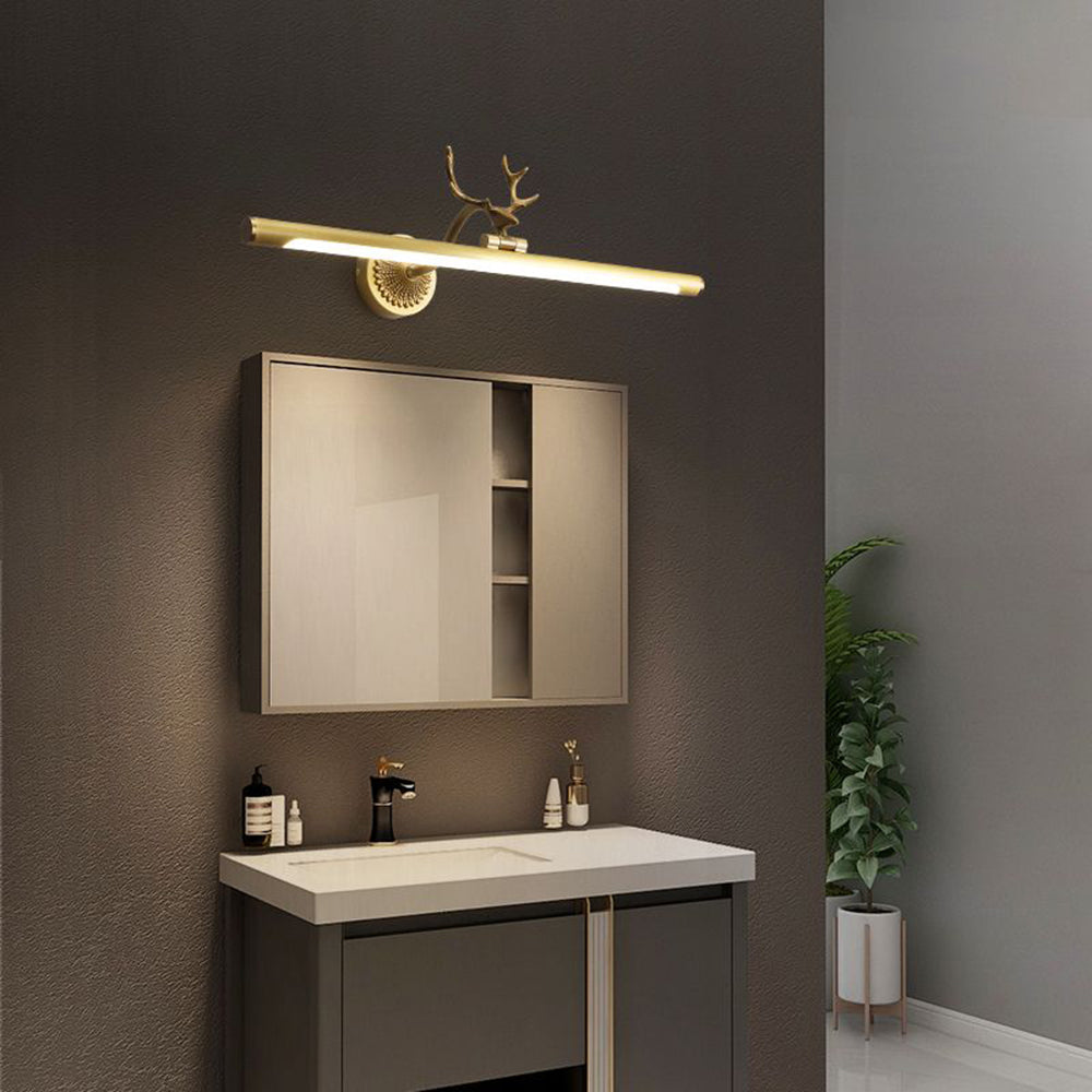 Arisha Modern Staghorn Shaped Vanity Mirror Front Wall Lamp, Black/Brass - Neutral Decor