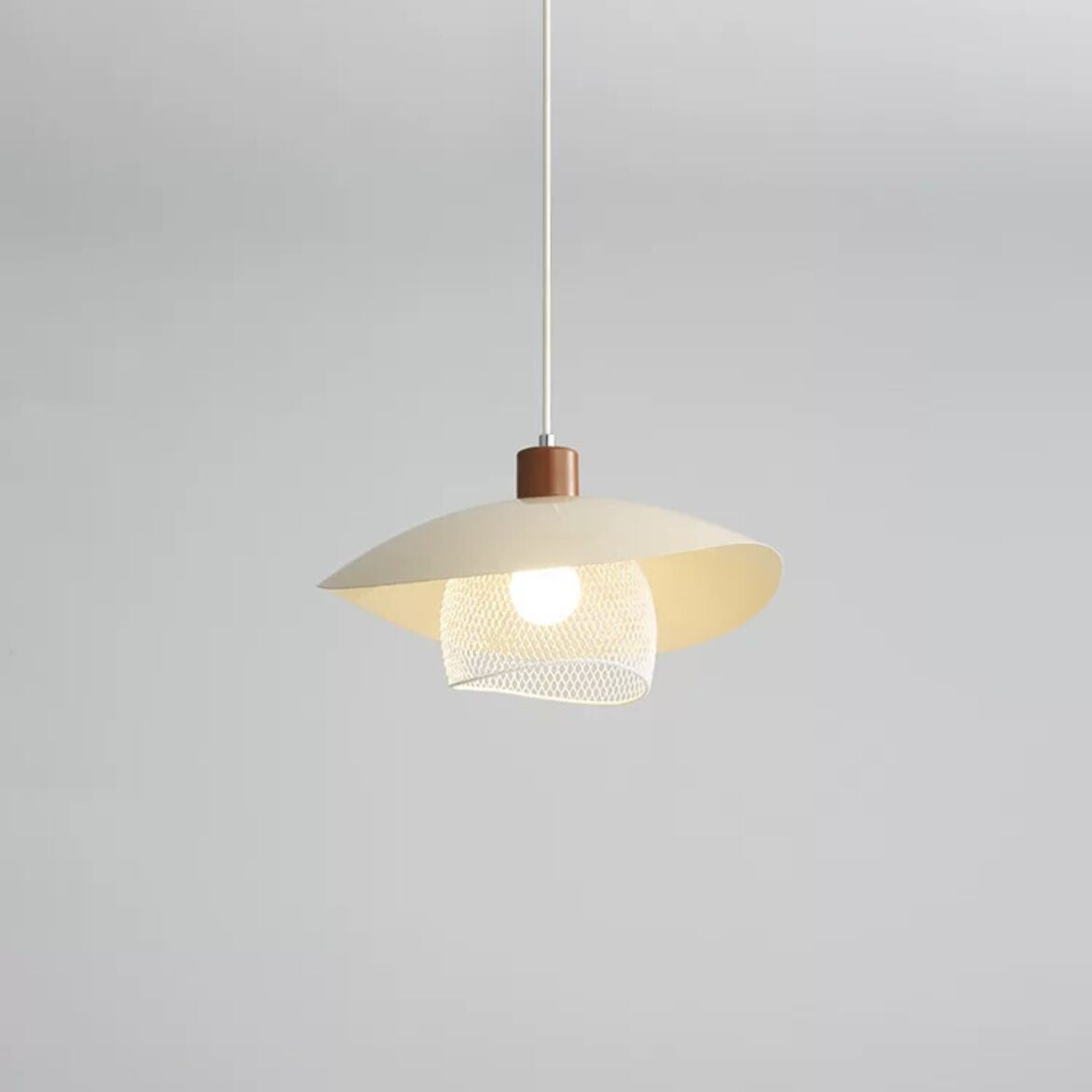 Arisha Modern LED Pendant Light Beige/Green/Wood Dining Room - Neutral Decor