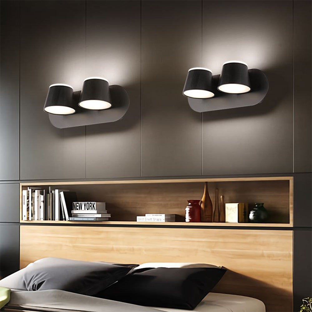 Arisha Modern Cylindrical Metal Mirror Front Wall Lamp, Black - Neutral Decor