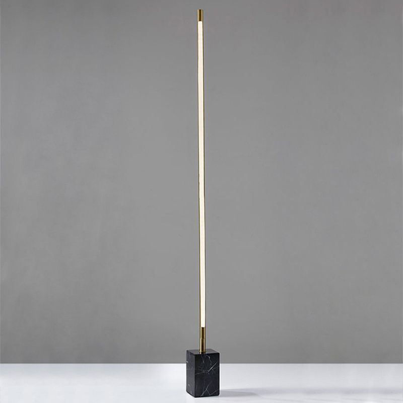 Edge Minimalist Linear Floor Lamp, Black/Gold, Metal/Marble - Neutral Decor
