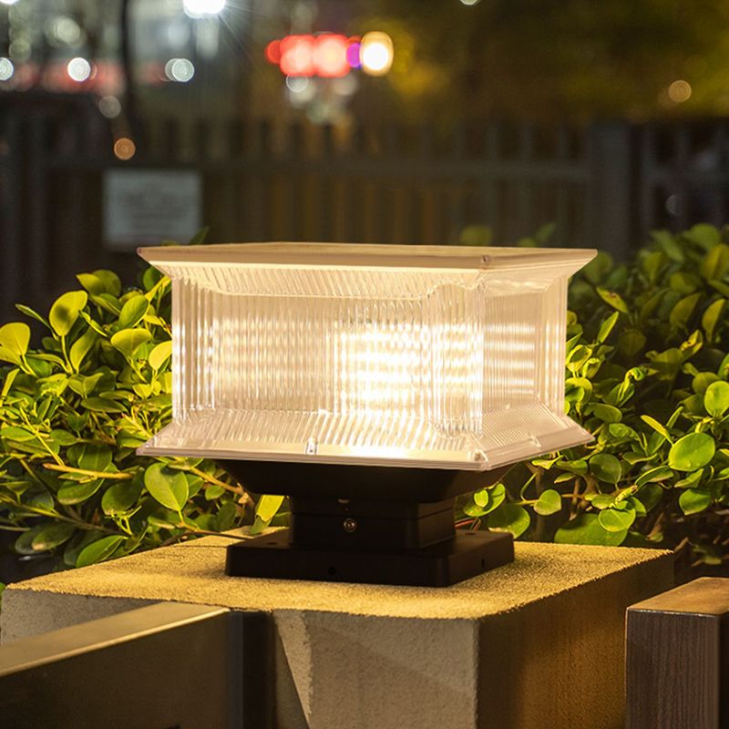 Ray Contemporary LED Rectangular Metal Acrylic Outdoor Lamp, Black - Neutral Decor