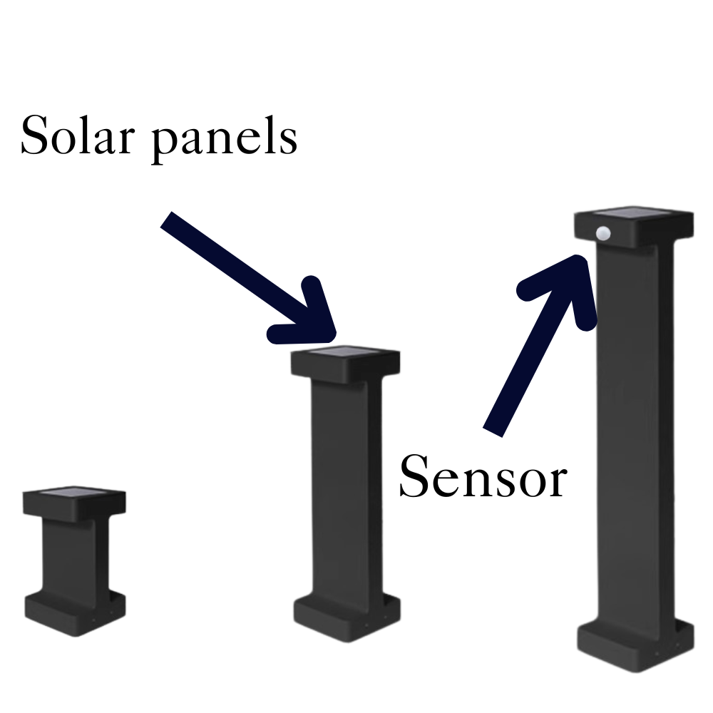 Ray Modern Metal T-Shaped Solar Outdoor Path Light, Black - Neutral Decor
